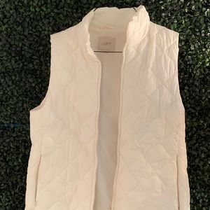 LOFT white cream puffy vest